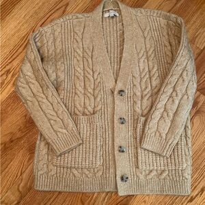 LOFT Tan Cable Knit Cardigan Sweater NWOT